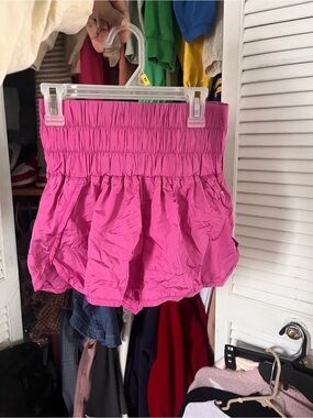 Free People Hot Pink Smocked Mini Skirt